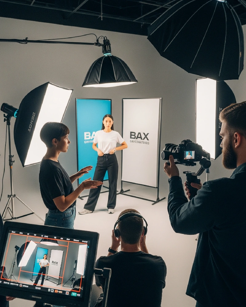 Professional video production team creating corporate and promotional films